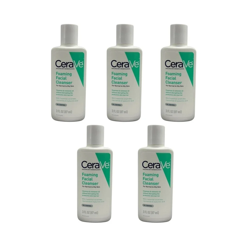 CeraVe Foaming Facial Cleanser Normal to Oily Skin‎ 3 fl oz Travel Size Lot of 5